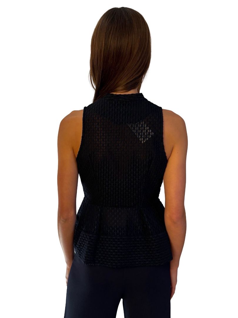 Scanlan Theodore Navy Textured Peplum Vest. Size: 10