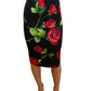 Dolce & Gabbana Black & Multi Rose Print Midi Skirt. Size: 36