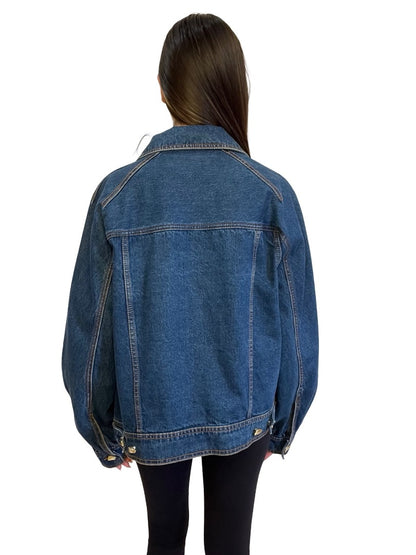Aje Blue Denim Jacket w/ Gold Tone Buttons. Size: 12