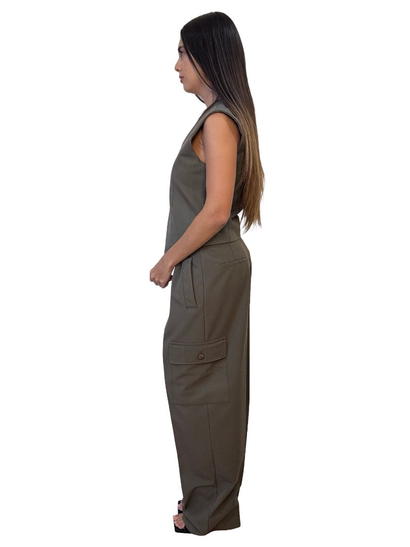 The Frankie Shop Army Green Tailored Vest/Pant Set. Size: S