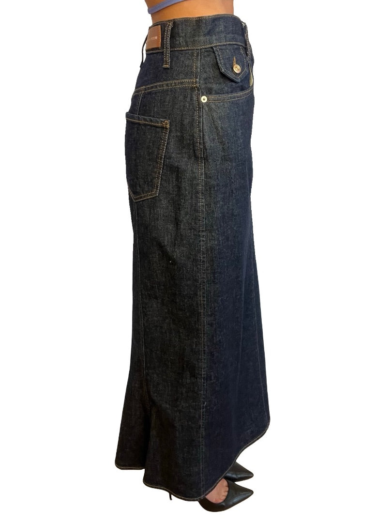 Scanlan Theodore Dark Blue Denim Maxi Skirt. Size: 6