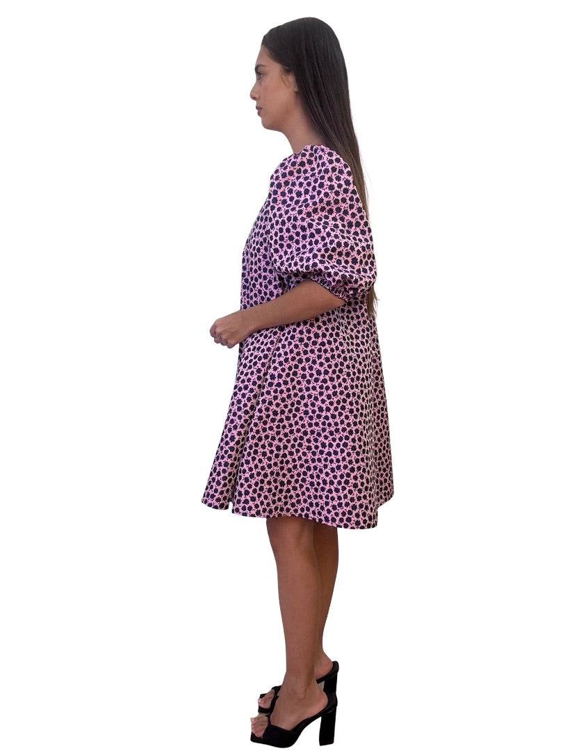 Scanlan Theodore Pink/Navy Floral Trapeze Mini Dress. Size: 10