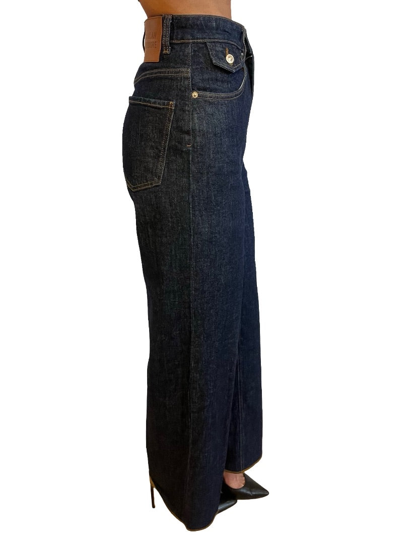 Scanlan Theodore Dark Blue High Rise Wide Leg Jeans. Size: 25