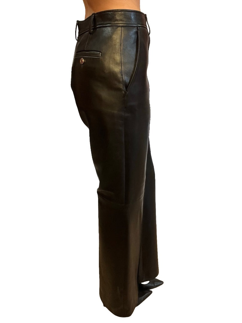Gucci Black Leather Trousers. Size: 40