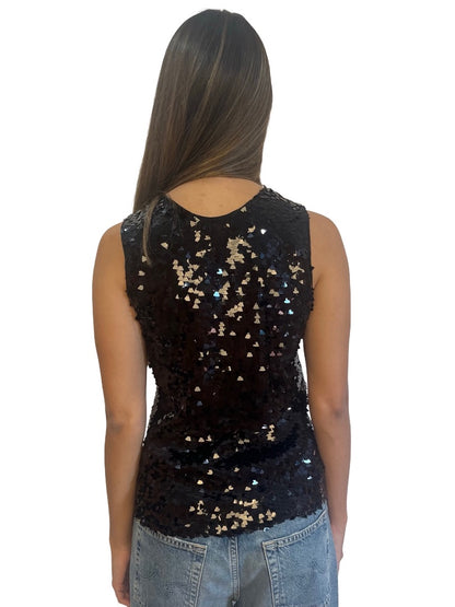 Scanlan Theodore Black Triangle Sequin Sleeveless Top. Size: 8