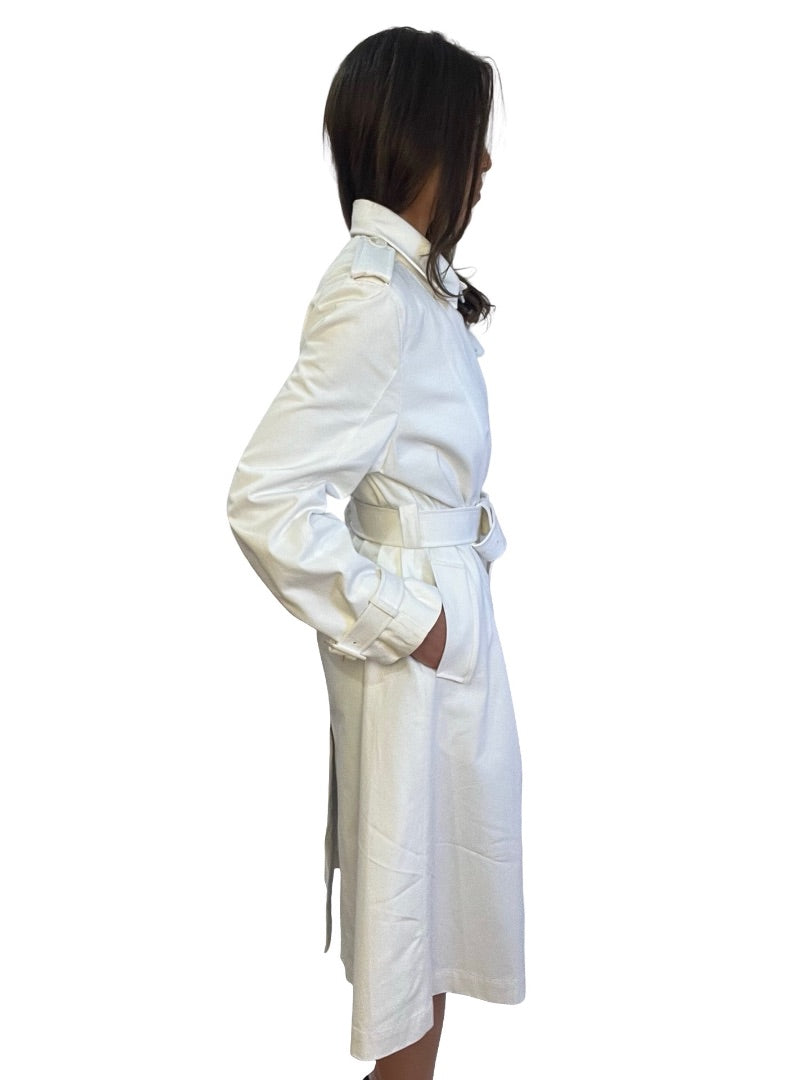 Scanlan Theodore White Cotton Trench Coat. Size: 12