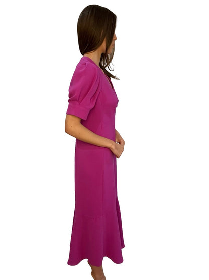 Me+Em Magenta Iris Crepe Midi Dress. Size: 12