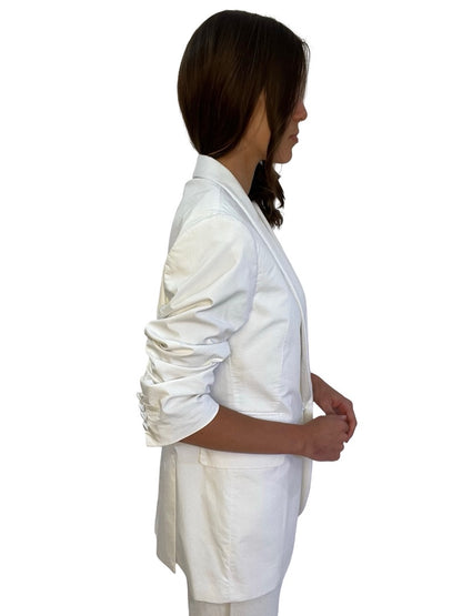 Neil Barrett White Cotton Blend Tuxedo Blazer. Size: 48