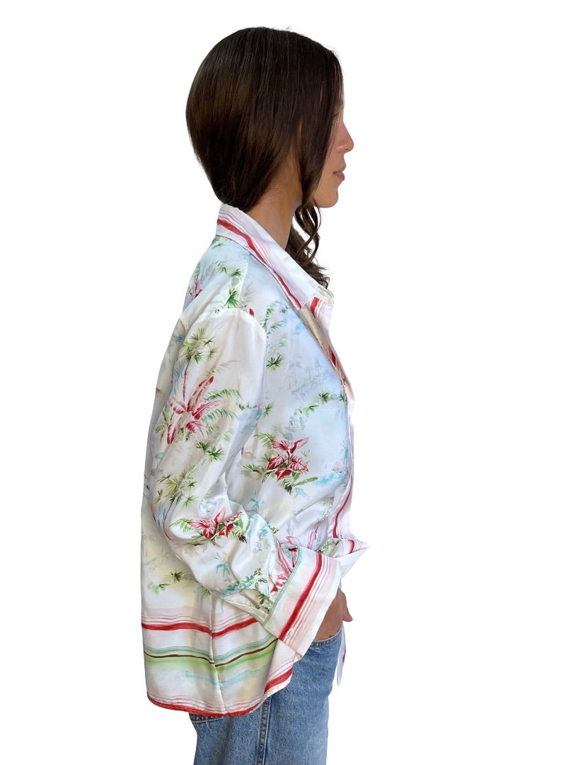 True Royal Multi-Colour Silk Print Shirt. Size: 42