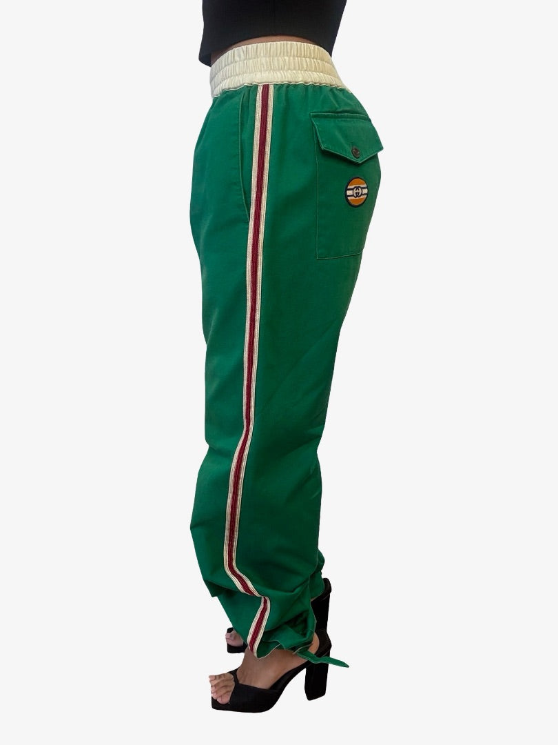 Gucci Green Tapered Striped Cotton Pants. Size: 42