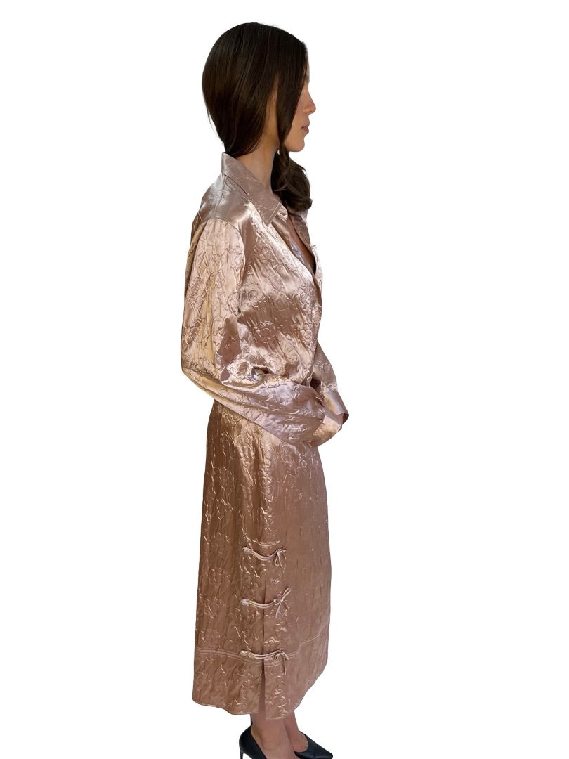 Acne Studios Pink Embossed Rose Oversized Blouse & Skirt Set. Size: 36 & 38