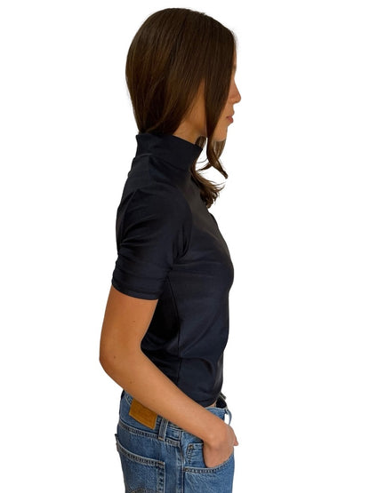 Coperni Black Scuba Mock Neck Tee. Size: M