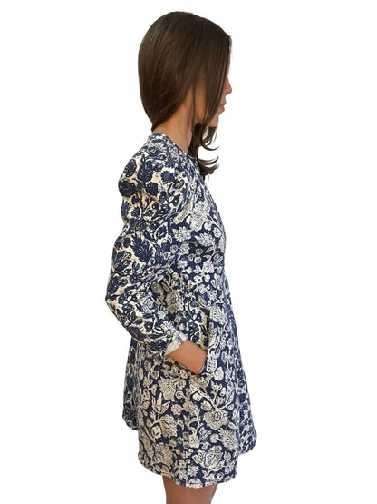 Ulla Johnson Blue Floral Cotton Puff Sleeve Dress. Size: 2