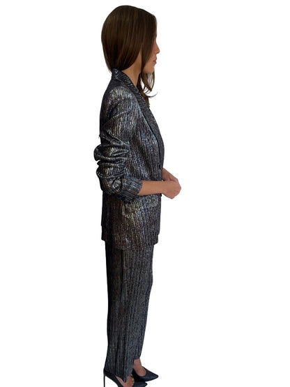 Isabel Marant Silver / Black Metallic Thread Suit Set. Size: 42