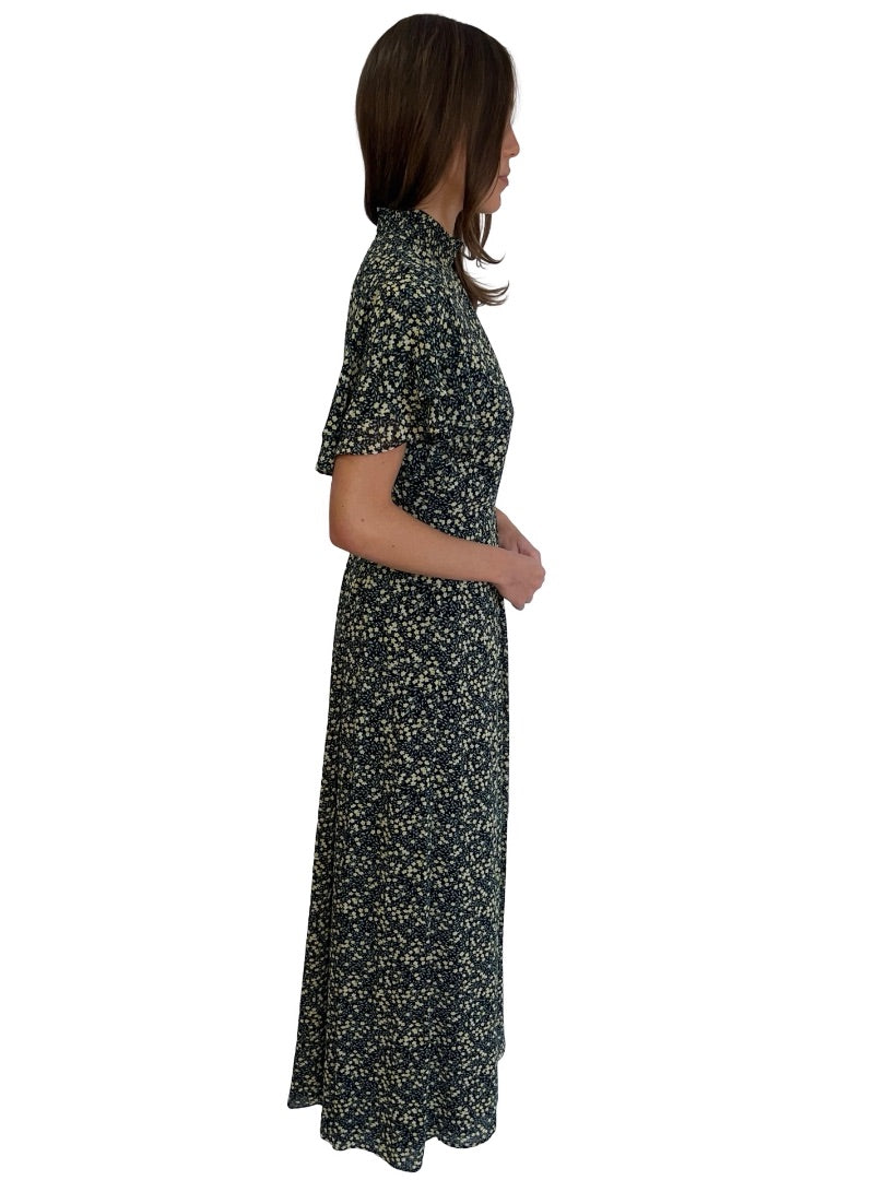 Mikhael Aghal Green/Black Floral Dress. Size: 8