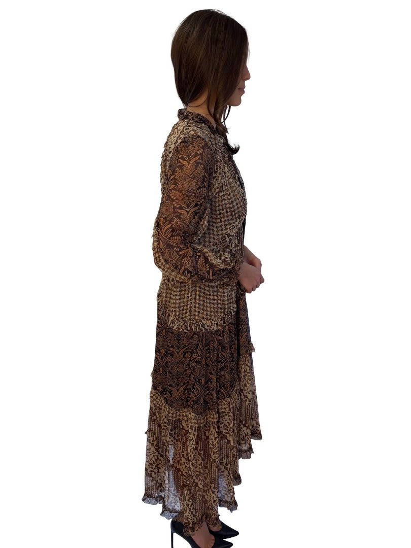 Zimmermann Brown Paisley Maxi Dress W Slip. Size: 2