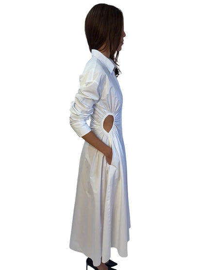 Scanlan Theodore White Waist Cutout Maxi Shirt Dress. Size: 8