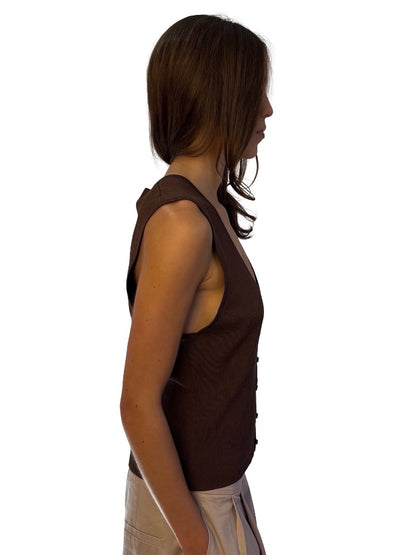 Matteau Brown Low Cut Vest. Size: 4