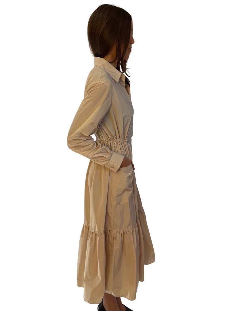 Weekend MaxMara Cream Drawcord Maxi Dress. Size: 8-10