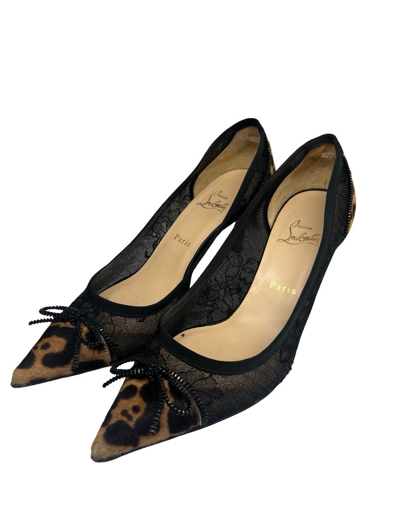 Christian Louboutin Leopard Leopard Mesh Heels. Size: 40.5