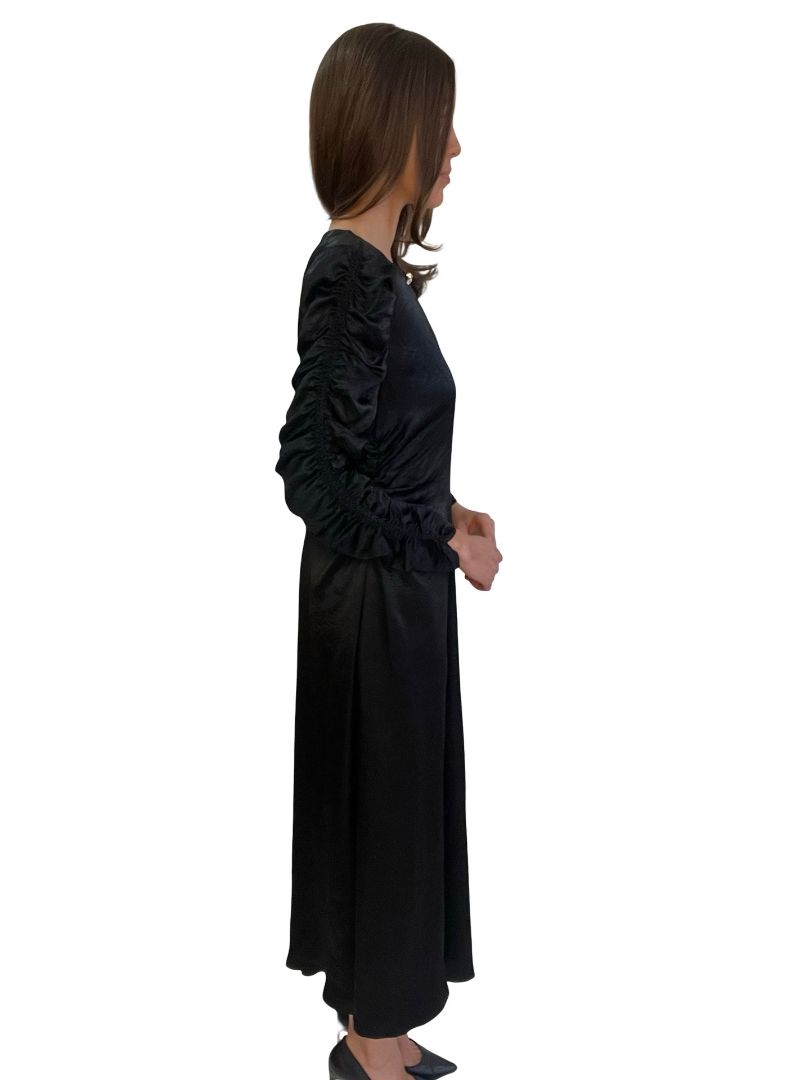 Husk Black Ruched Sleeve Dress. Size: 10