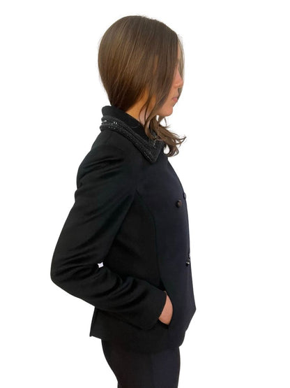 Sass & Bide Black Double Breasted Wool Jacket W Collar Embellishment. Size: 8