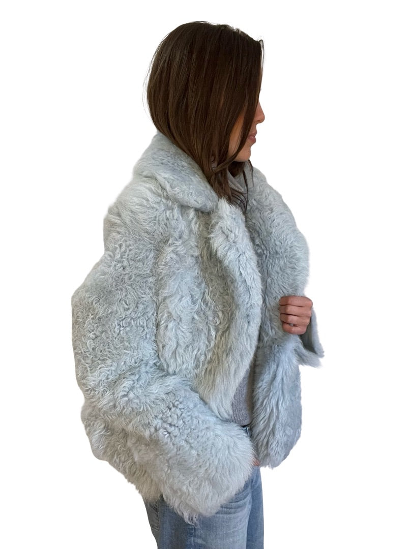 Scanlan Theodore Blue Lambskin Shearling Coat. Size: OS