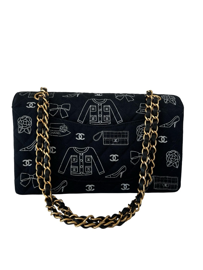 Chanel Navy 2002 Double Flap Icon Shoulder Bag. Size: Medium