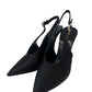 Saint Laurent Black Yasmeen Slingback Satin Heel w Diamond Buckle. Size: 38.5