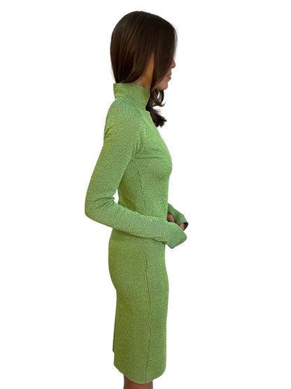 Camilla & Marc Green Textured Reed Long Sleeve Dress. Size: 8