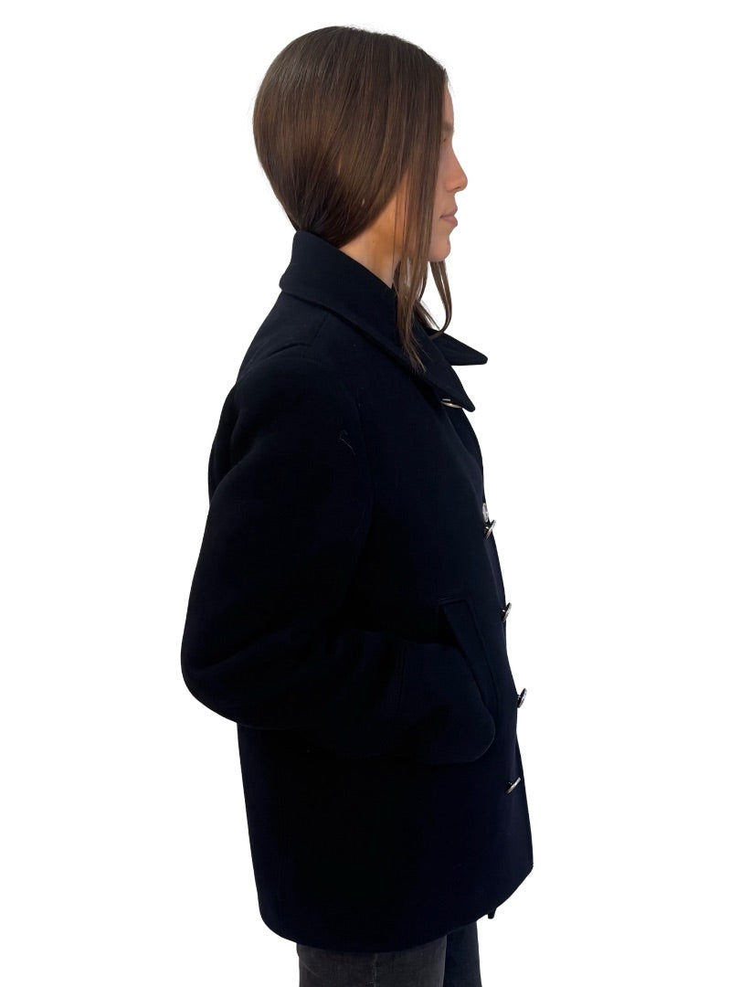 Balenciaga Navy Wool Double Breasted Peacoat. Size: M 48