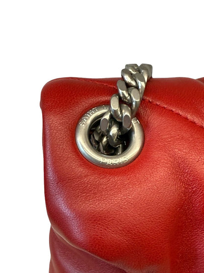 Yves Saint Laurent Red Quilted Loulou Lambskin Bag