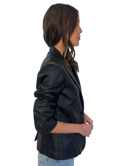 Zadig & Voltaire Deluxe Black Lamb Leather Blazer. Size: M