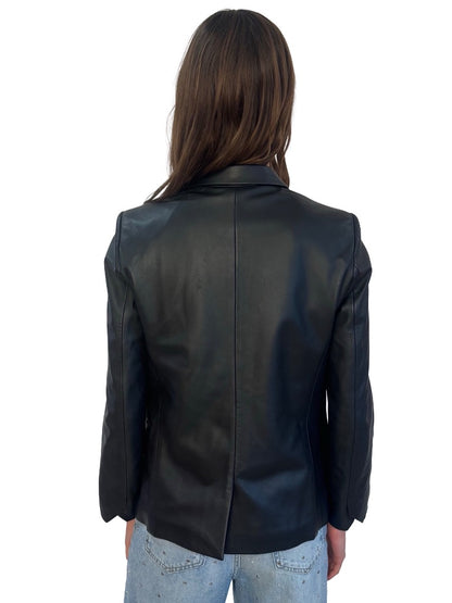 Zadig & Voltaire Deluxe Black Lamb Leather Blazer. Size: M