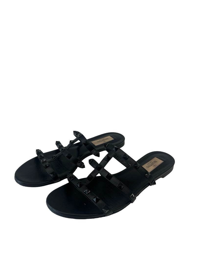 Valentino Black Studded Cage Flats. Size: 37.5