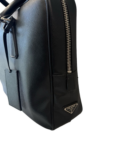 Prada Black Saffiano Leather Mens Briefcase Bag.
