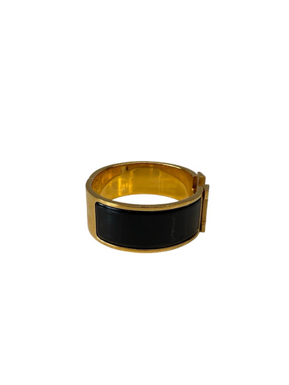 Hermes Black / Gold Clic Clac H Bracelet.