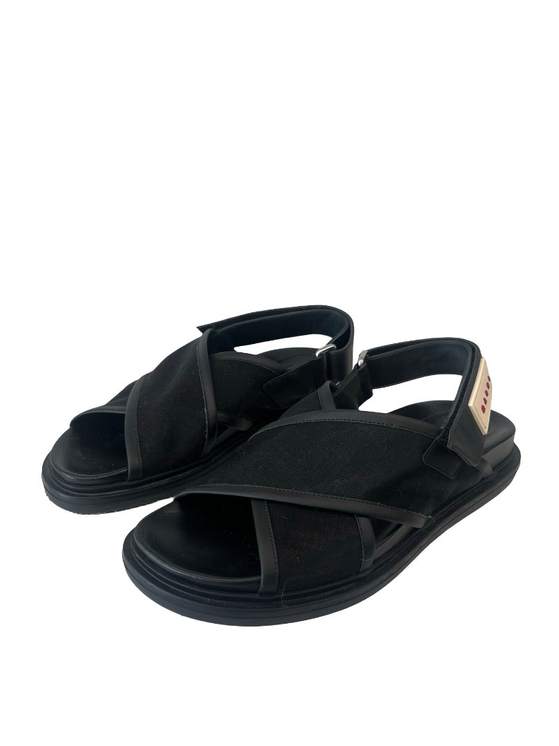 Marni Black Mesh Crossover Sandal. Size: 37