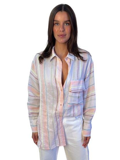 Beatrice Pink / Multi-Colour Striped Shirt. Size: S