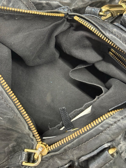 Givenchy Black Crinkled Leather Pandora Handbag.