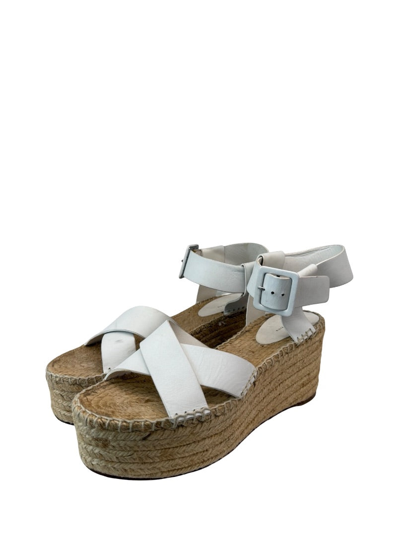 Celine White Leather Platform Espadrille Wedges. Size: 40