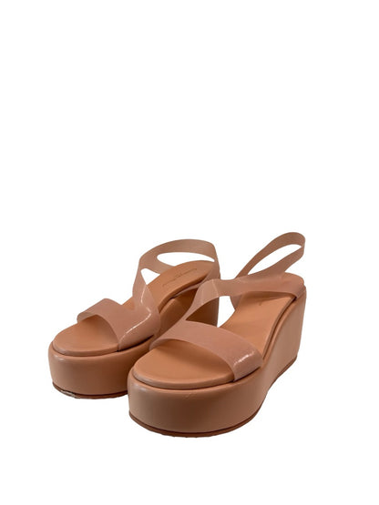 Gianvito Rossi Nude 'Flexi Nappa' Platform Wedge Sandals. Size: 38