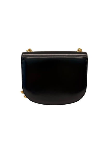Celine Black Leather 'Clea Besace Triomphe' Flap Bag.