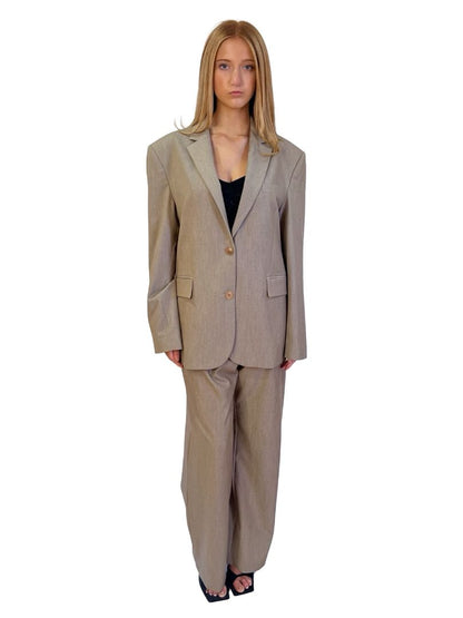 Djerf Avenue Beige Blazer & Pant Set. Size: S