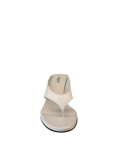 Alaia White Satin Thong Wedges. Size: 38