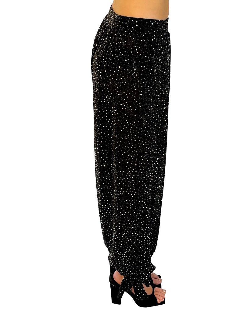 Noughts & Kisses Black Rhinestone Sparkly Pants. Size: S