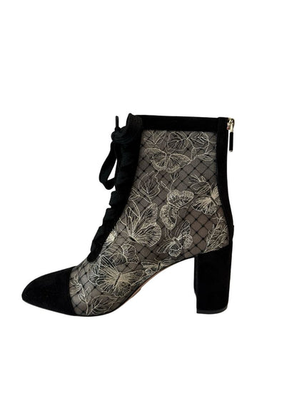 Christian Dior Black/Gold Lurex Butterfly Ankle Boots. Size: 40