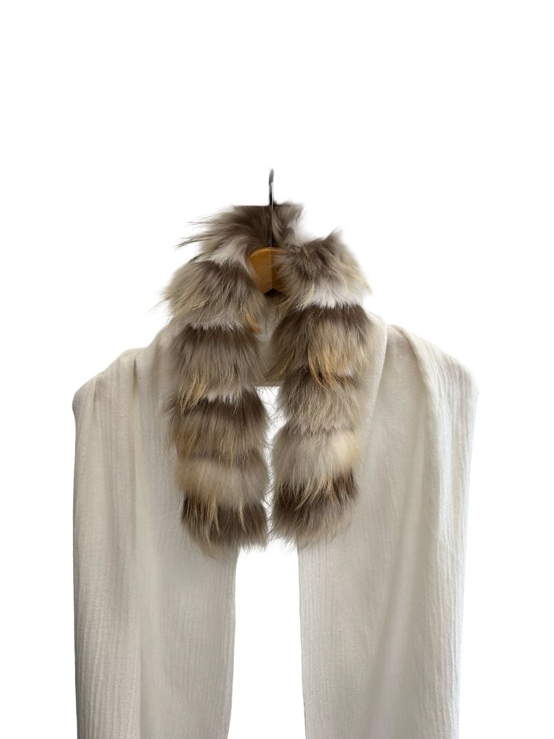 MaxMara Studio Off-White Rabbit Fur Scarf.