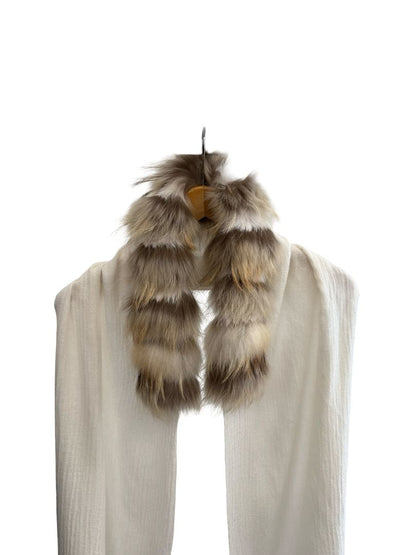 MaxMara Studio Off-White Rabbit Fur Scarf.