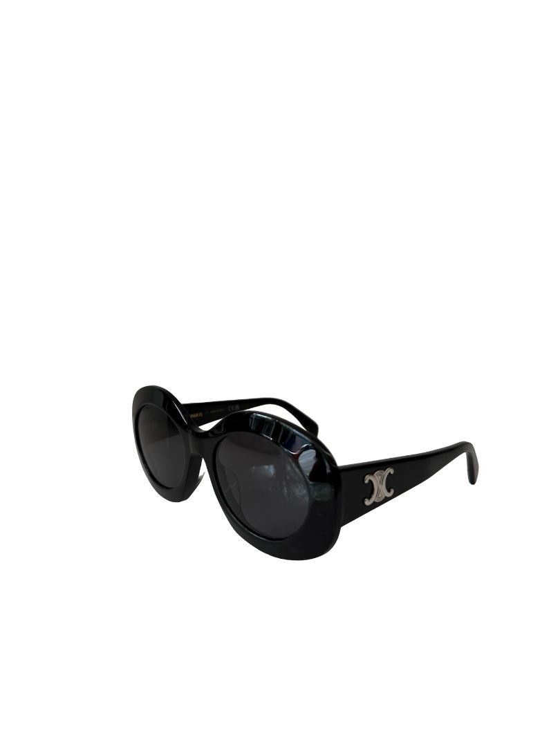 Celine Black 'Triomphe CL40292U' Oval Sunglasses.